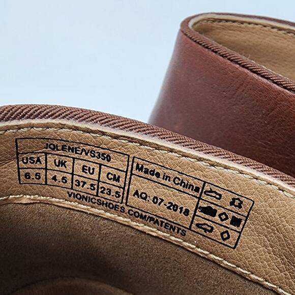 Vionic Jolene Bootie Women 6.5 Brown Leather Burnished Toe Side Zip Boots VS350 - Picture 10 of 11